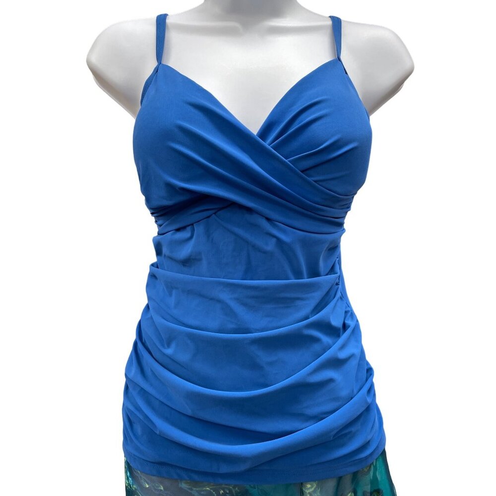 Your Profile Women's Bathing Suit Top Ocean Blue Size 10 NWT SKU 1133